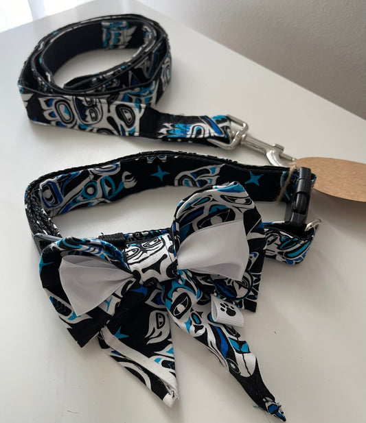 Dog Collar and Leash Indigenous themed handcrafted dog collar - Red