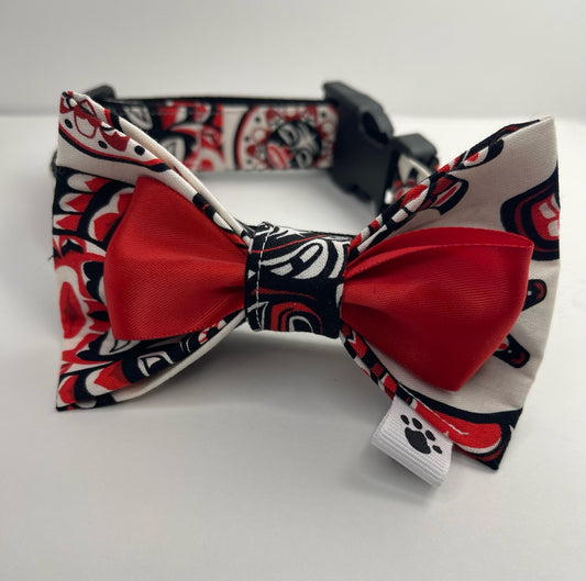 Indigenous themed dog collar red